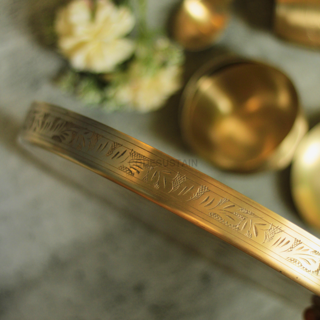 Engraved Kansa Thali Set | Hand made Pure Bronze Dinner Set