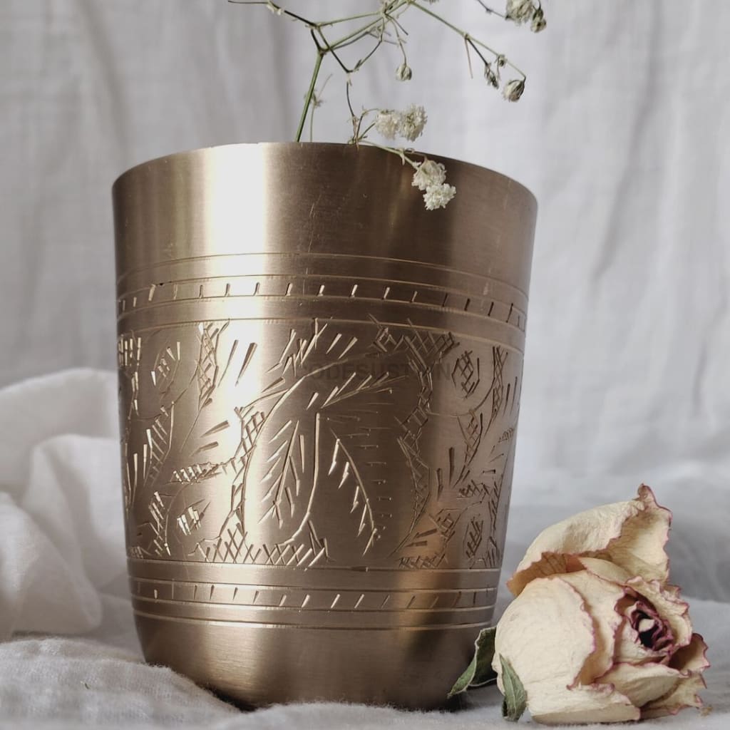 Ayās Engraved Kansa Dinner Thali set l Thathera Bronze Dinner Thali Set - Codesustain
