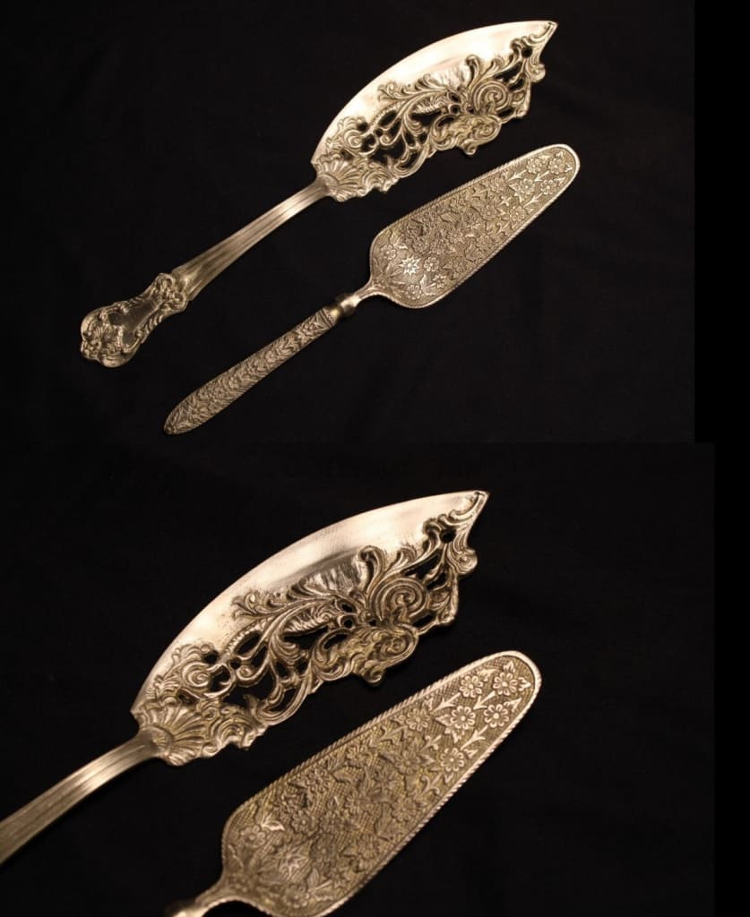 Brass Bakeware Icing &Spatulas | Cake Server| Pizza Server| Pie Server| Wedding Cake Knife and Server Set of 2 - Codesustain