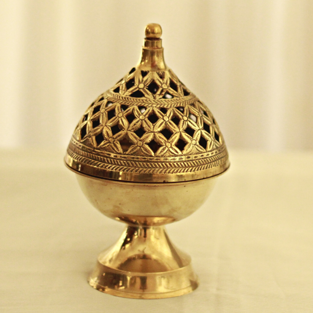 Veda Brass Dhuni | Gold Home Purifying Loban Lamp