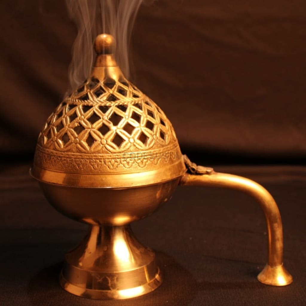 Veda Brass Dhuni | Gold Home Purifying Loban Lamp - Codesustain