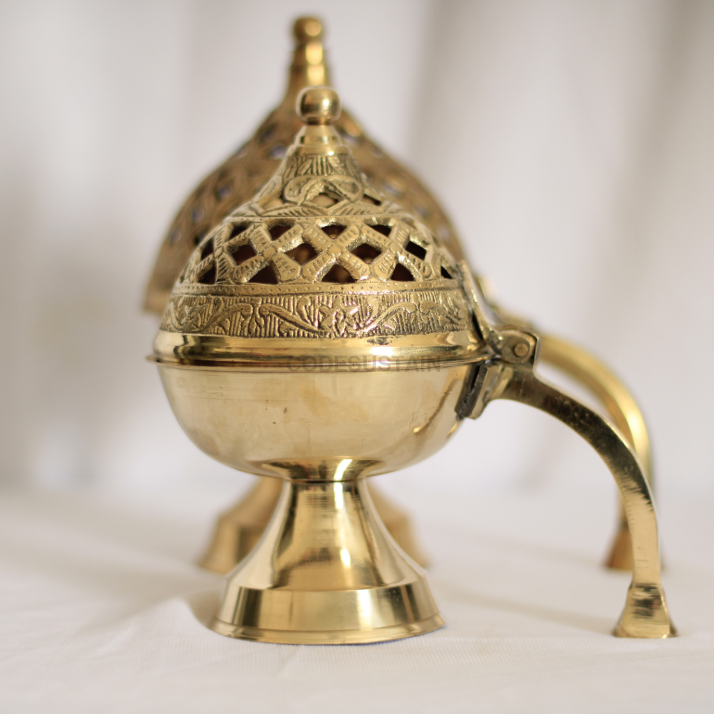 Veda Brass Dhuni | Gold Home Purifying Loban Lamp