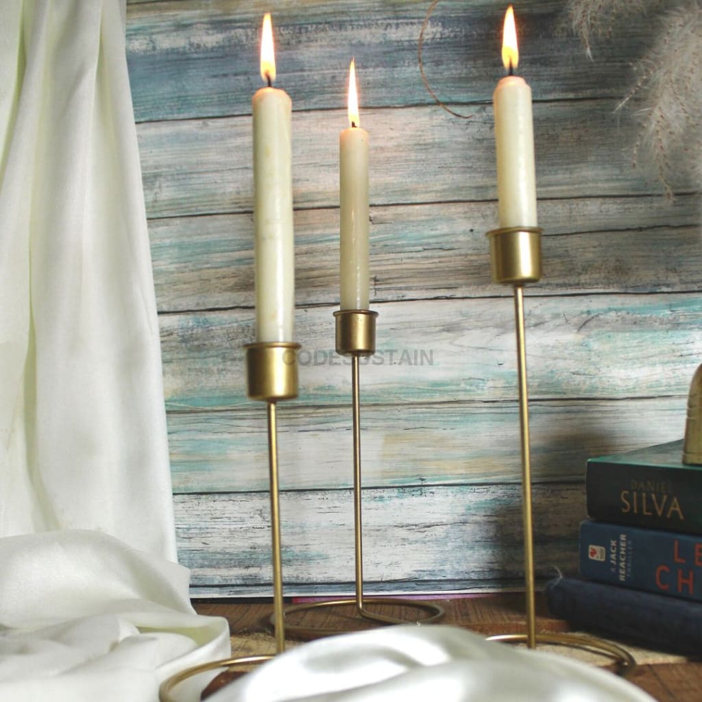 Vintage Metal Candle Holder - Set Of 3