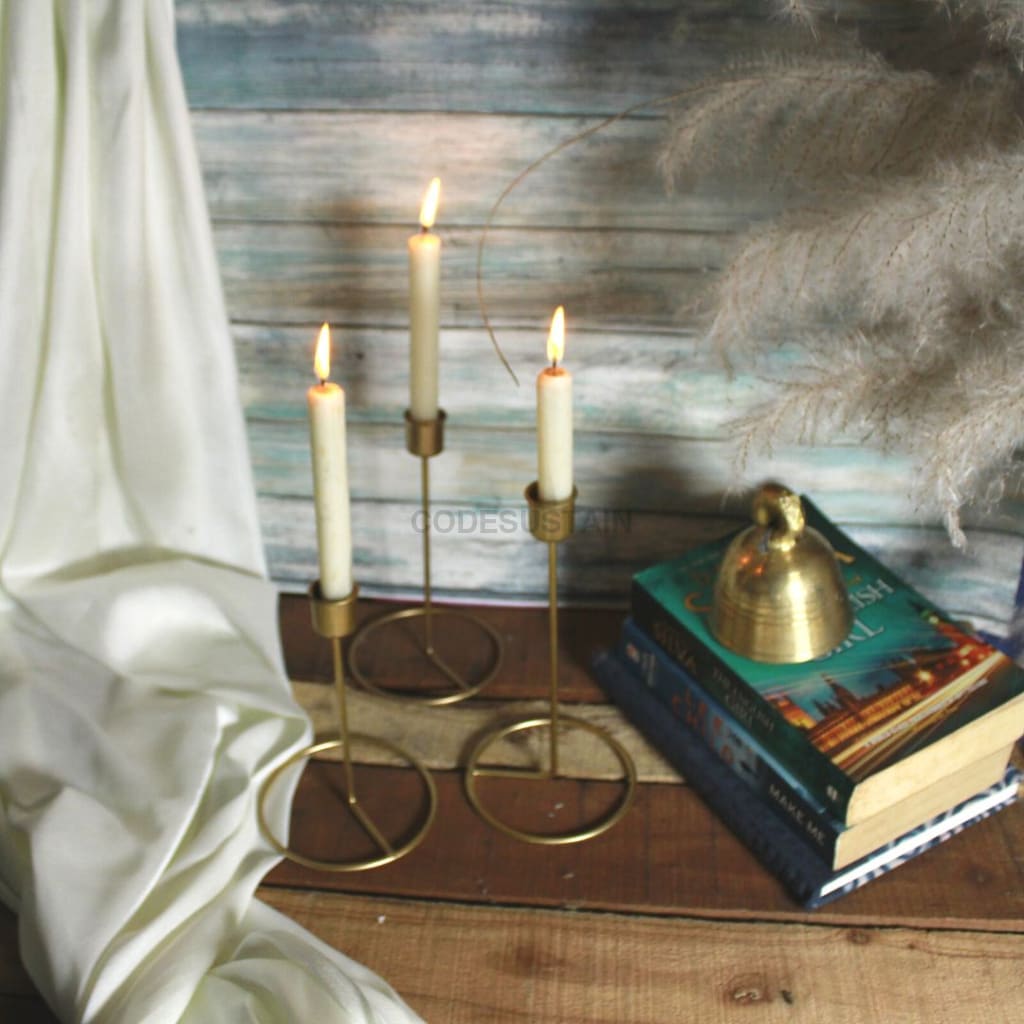 Vintage Metal Candle Holder - Set Of 3
