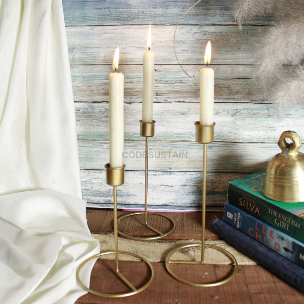Vintage Metal Candle Holder - Set Of 3