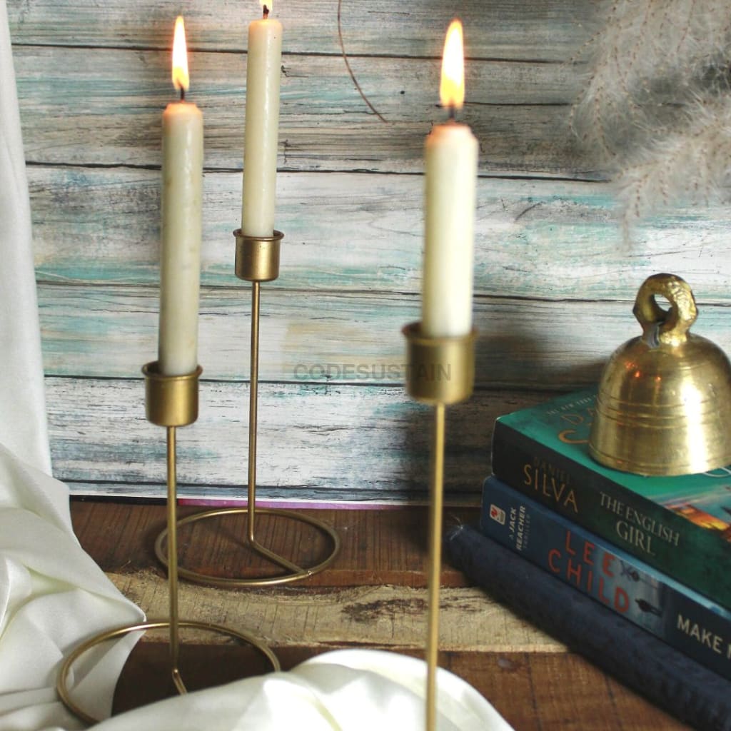 Vintage Metal Candle Holder - Set Of 3