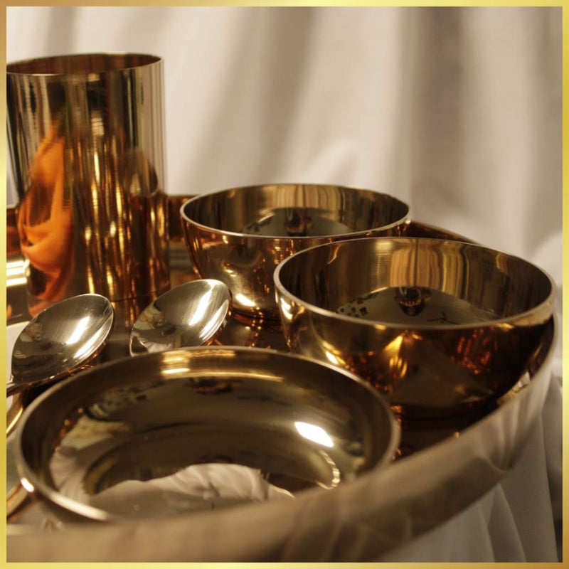 Golden Bronze Thali | Luxury Kansa Set 12 Inches (1 Of 7)