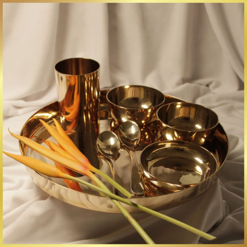 Golden Bronze Thali | Luxury Kansa Set 12 Inches (1 Of 7)