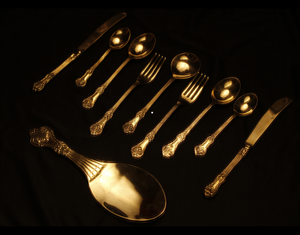 Ayās Rustic Brass Big Cutlery Set l 28 pieces set - Codesustain