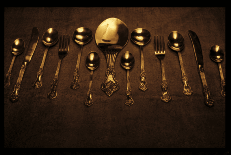 Ayās Rustic Brass Big Cutlery Set l 28 pieces set - Codesustain