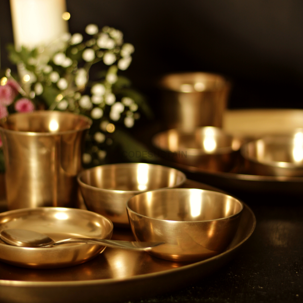 Antique Kansa Thali Set | Bronze Handmade || 12 Inches Serveware