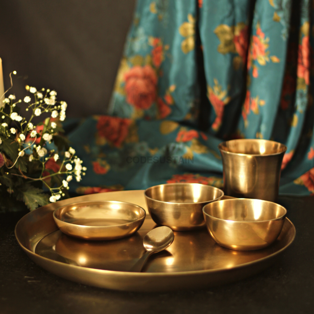 Antique Kansa Thali Set | Bronze Handmade || 12 Inches Serveware