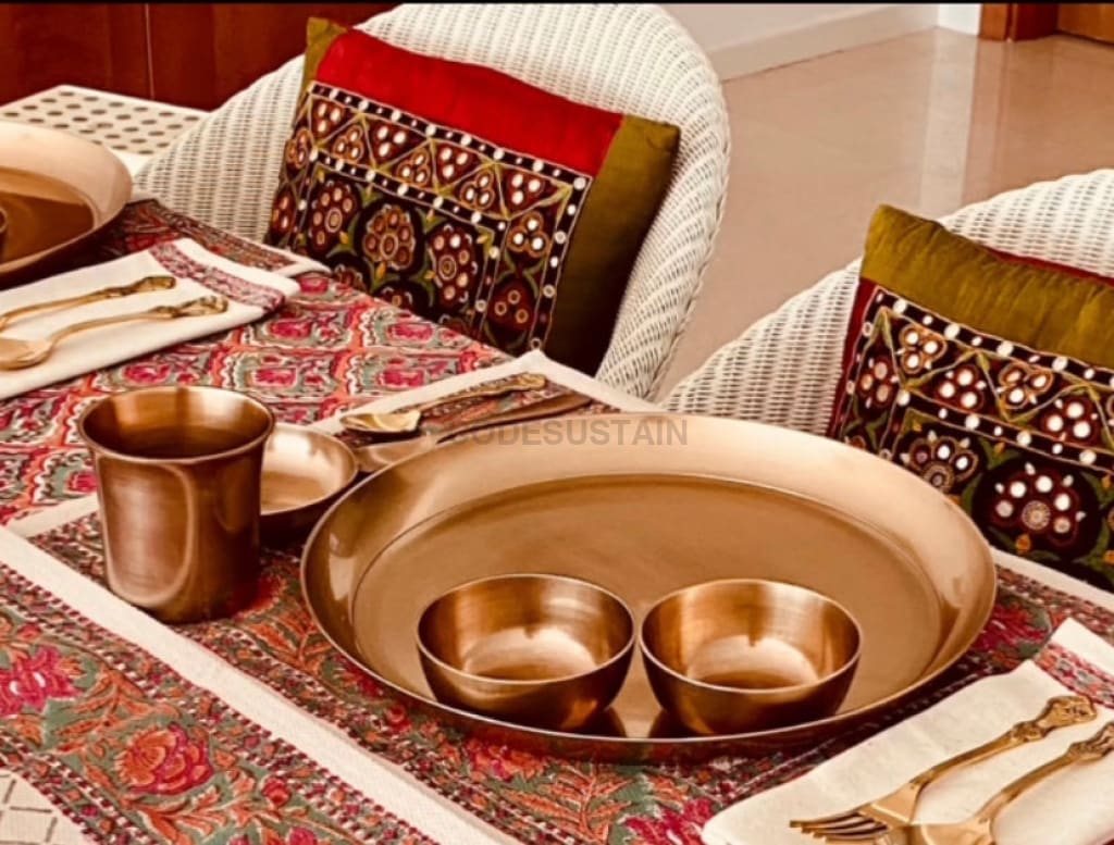 Antique Kansa Thali Set | Bronze Handmade || 12 Inches Serveware