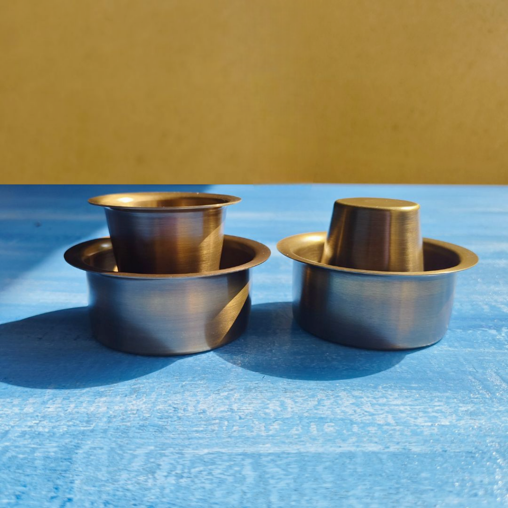 Handmade Brass Coffee Davara Set | Filter Coffee Cups with gift box Antique - 2 davara sets Drinkware