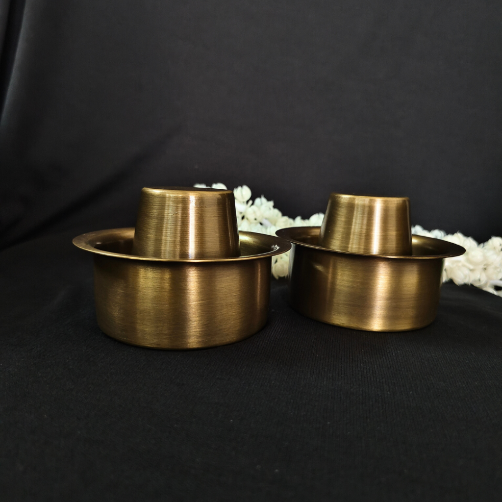 Handmade Brass Coffee Davara Set | Filter Coffee Cups with gift box Antique - Single Davara Set Drinkware