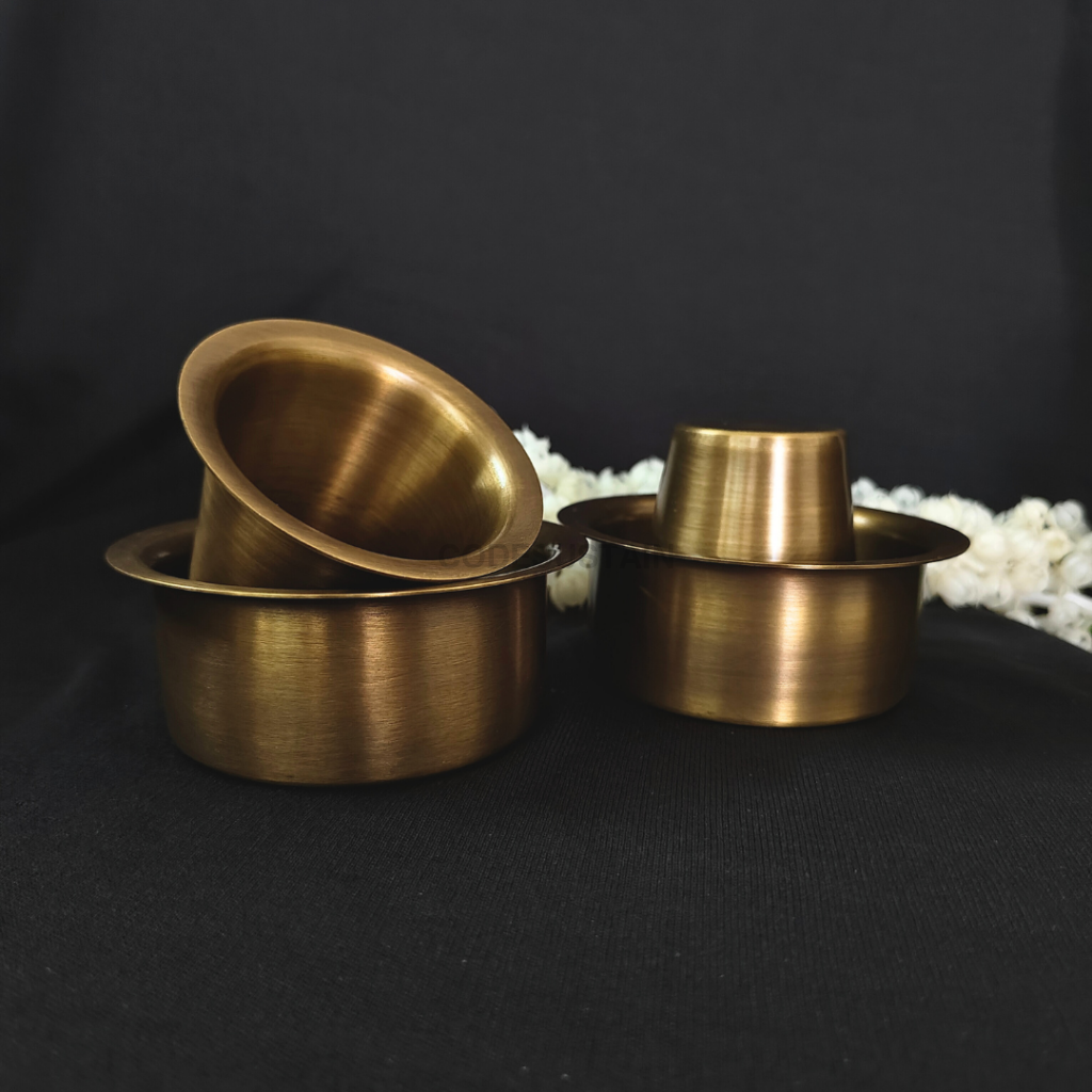 Handmade Brass Coffee Davara Set | Filter Coffee Cups with gift box Drinkware