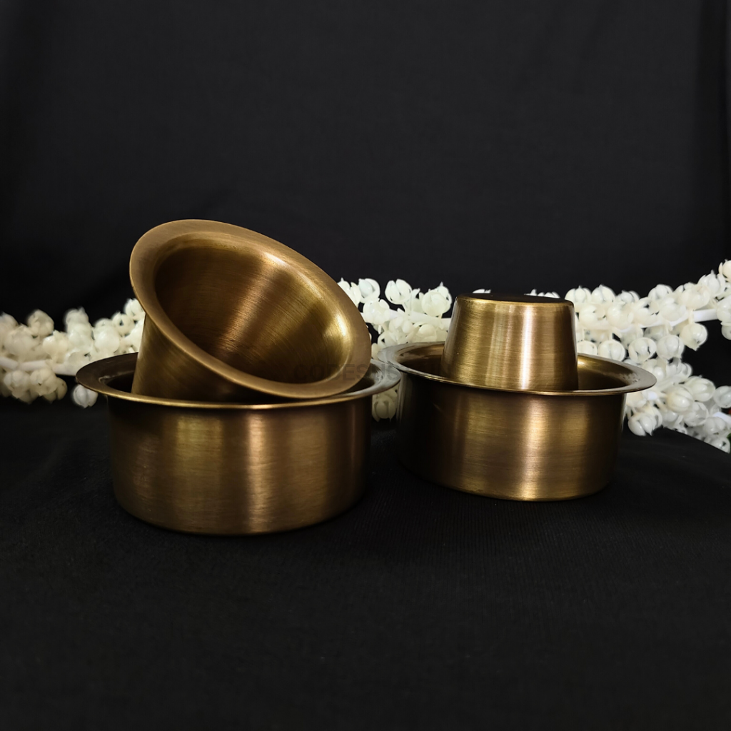 Handmade Brass Coffee Davara Set | Filter Coffee Cups with gift box Drinkware