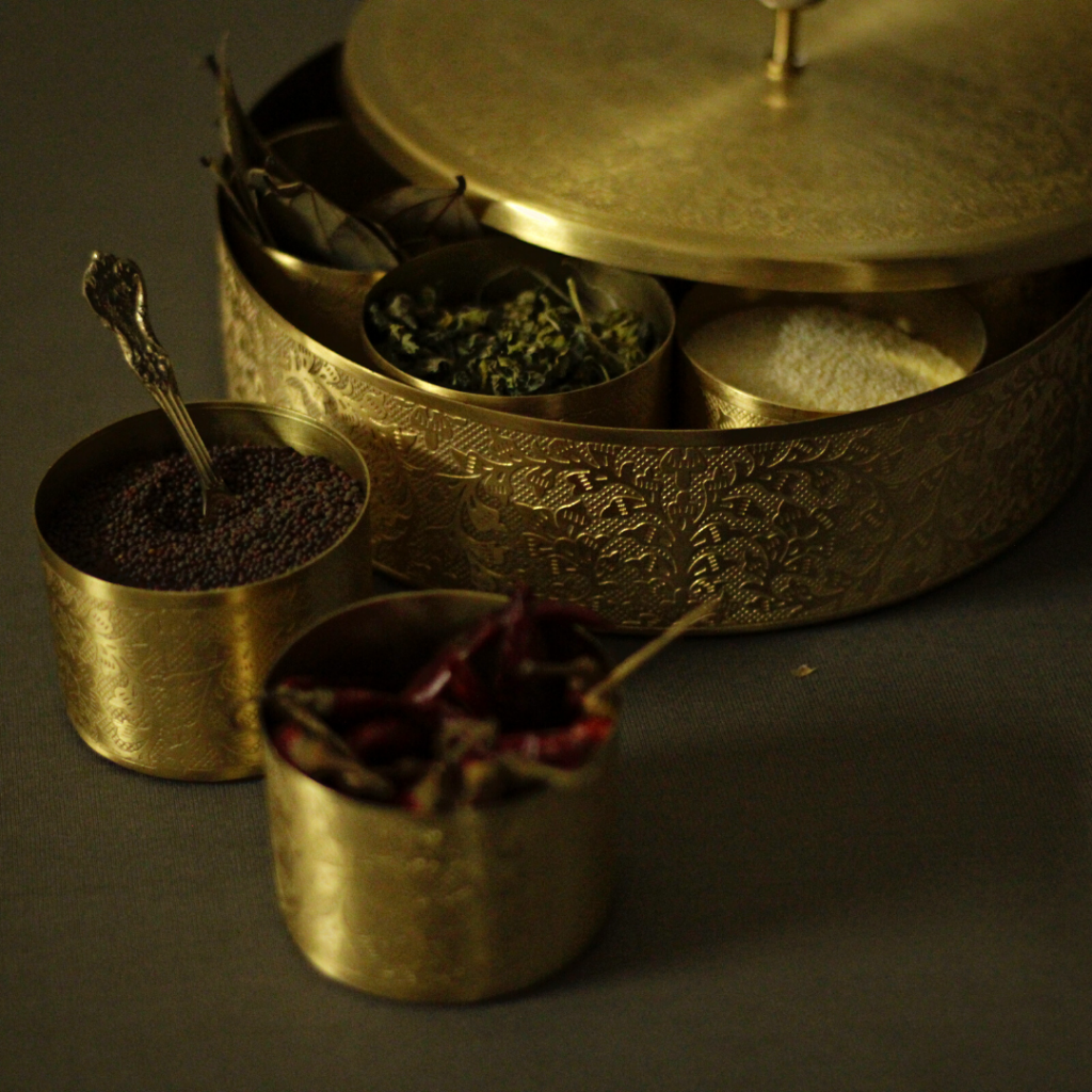 Pure Brass Large Masala Box | Spice 8 Inches