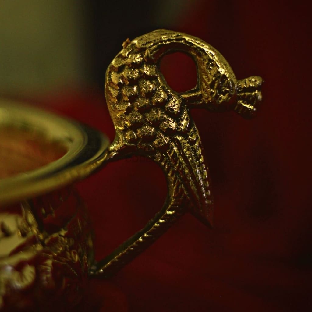 Peacock Brass Urli | 8 Inches