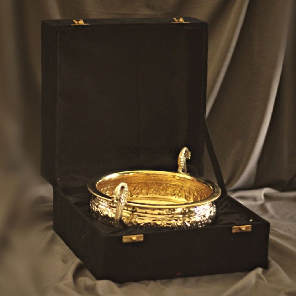 Peacock Brass Urli | 8 Inches