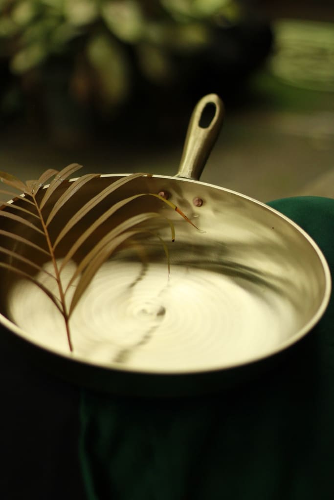 Handmade Kansa Sauté Pan | Bronze Fry Pan Large Cookware