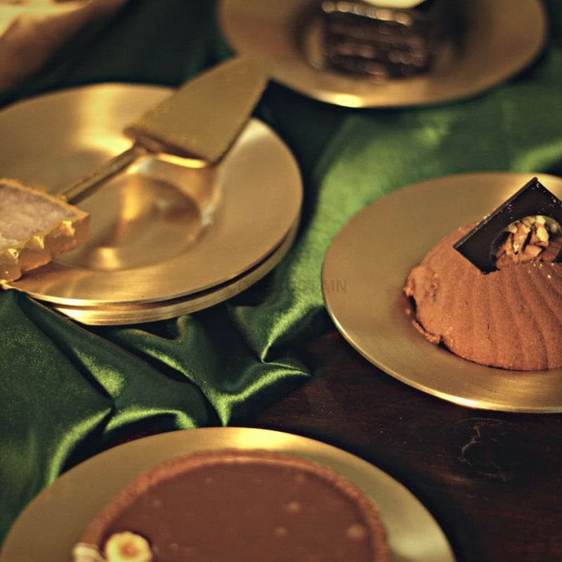Luxe Brass Cake Pate | Dessert Plate |Tableware Set Of 6 Pcs
