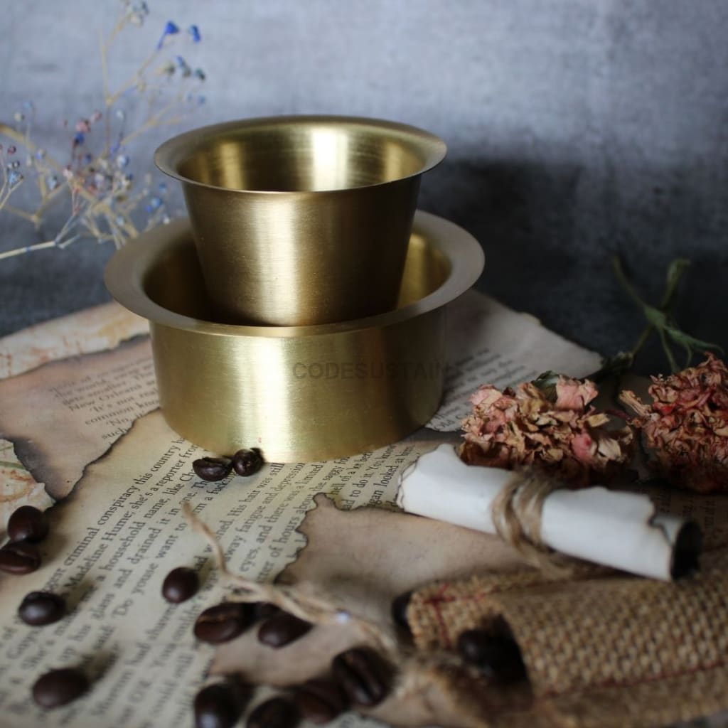 Ayās Brass | Pital Davara Filter Coffee - Tumbler Set - Codesustain