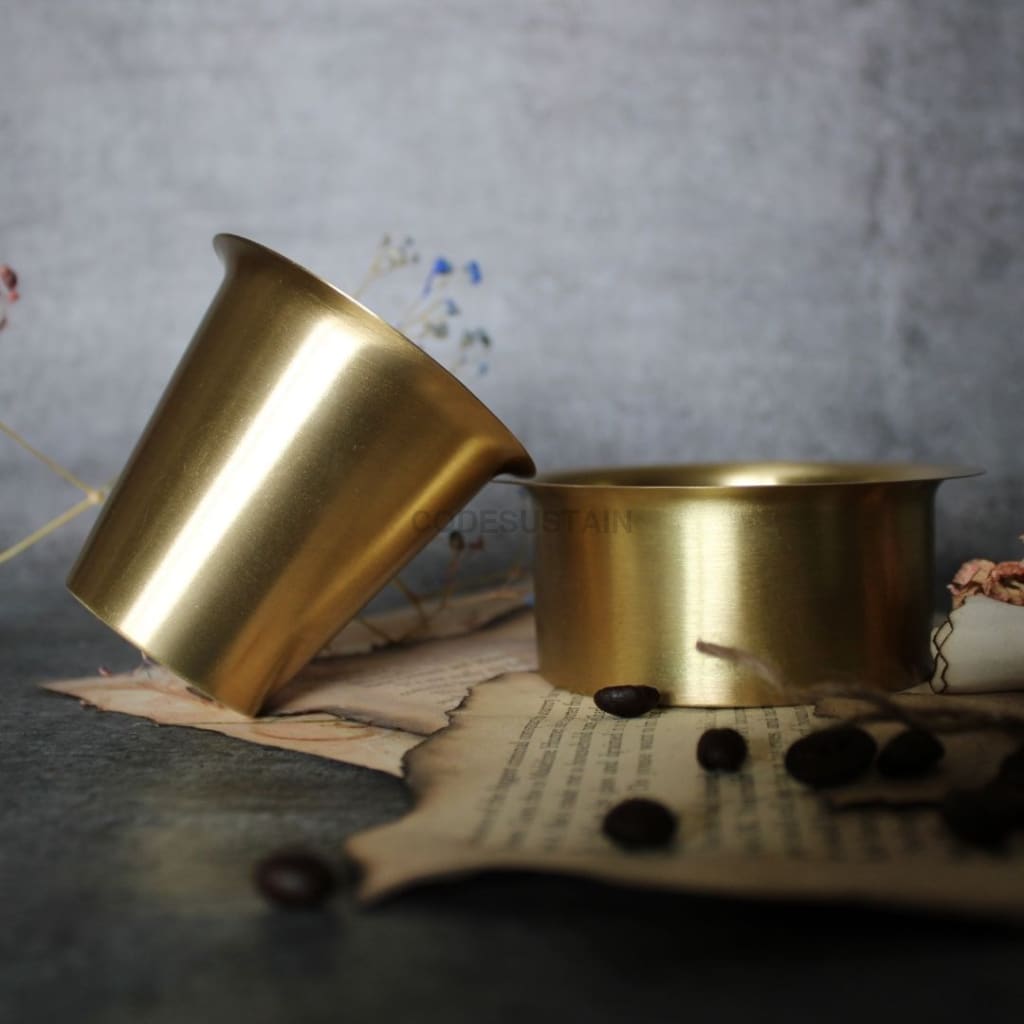 Ayās Brass | Pital Davara Filter Coffee - Tumbler Set - Codesustain