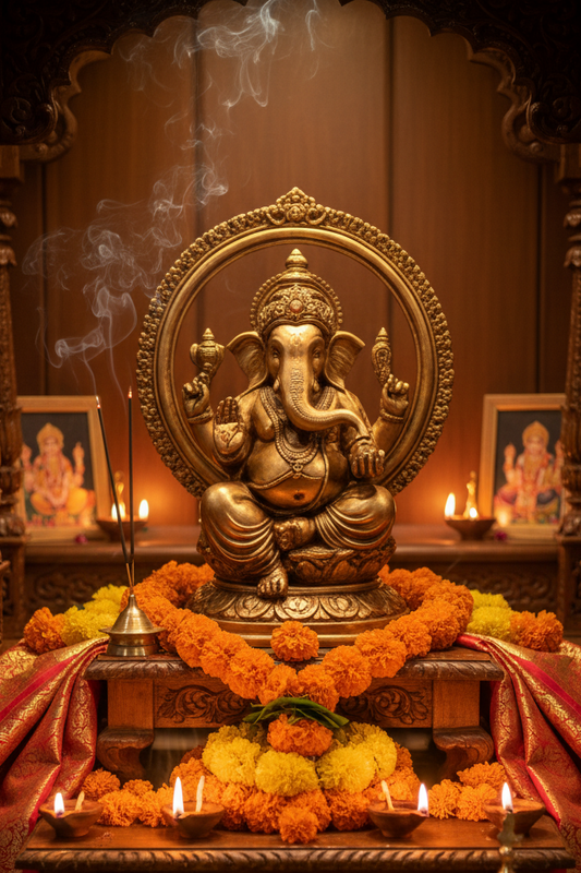 Superfine Large Handcrafted Brass Divine Ganesha Idol – Premium Vintage Finish | Luxury Gifting for House warming and Wedding Gift