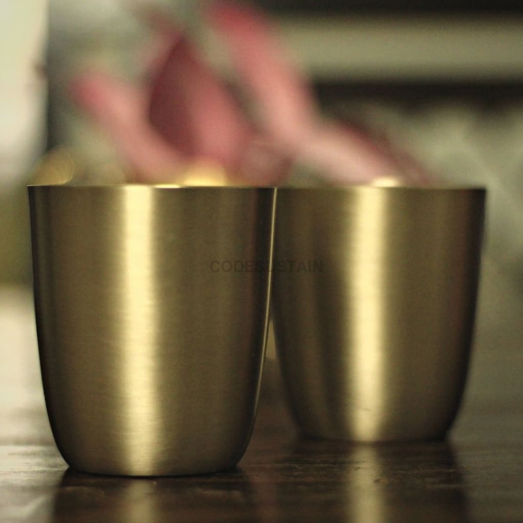 Handmade Kansa Baby Glasses | Bronze Set Of 2 Serveware