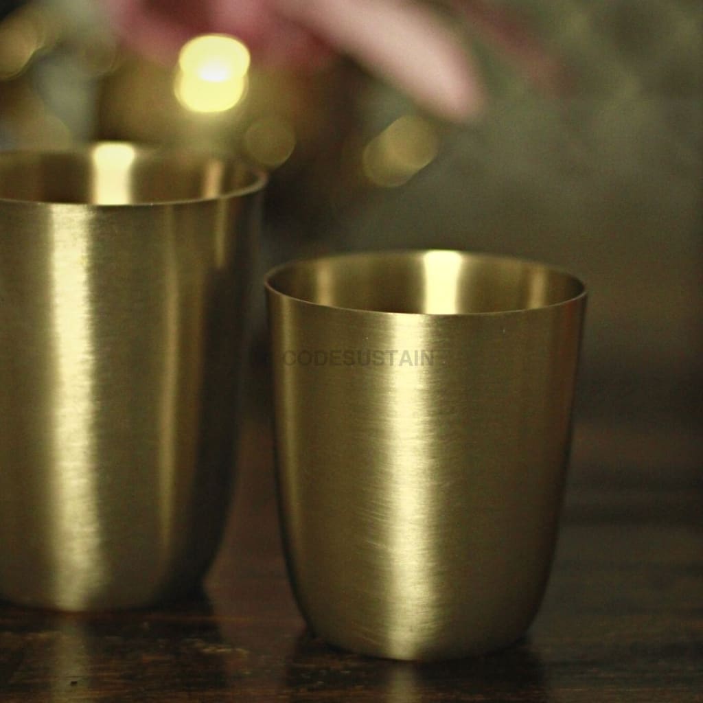 Handmade Kansa Baby Glasses | Bronze Set Of 2 Serveware