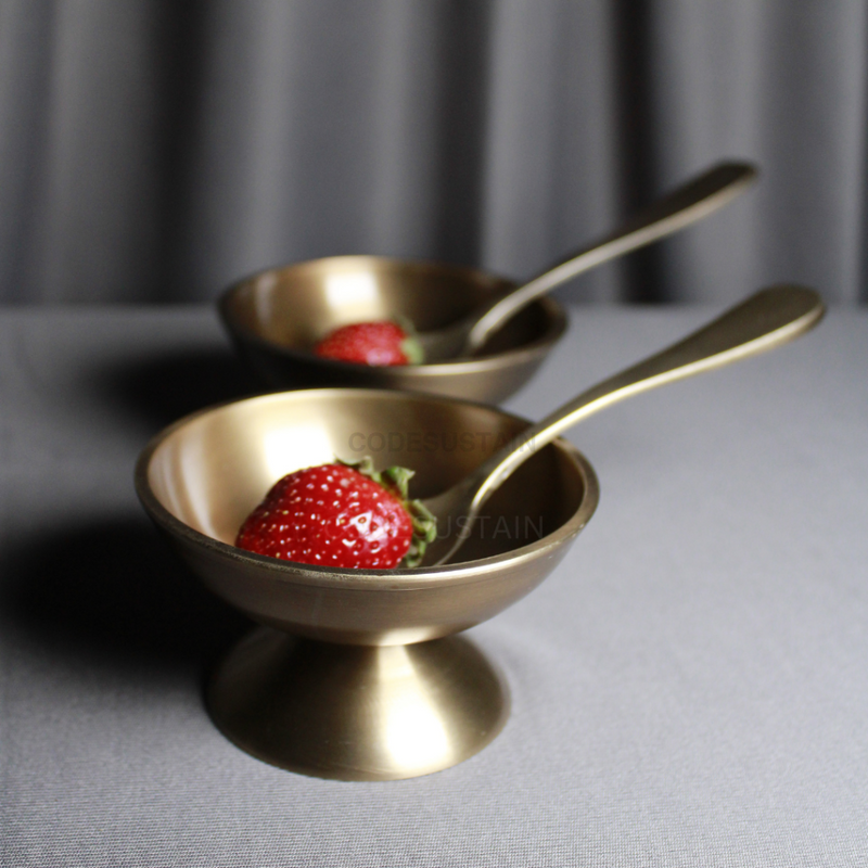 Handcrafted Kansa Dessert Bowls With Spoons (Set Of 2)