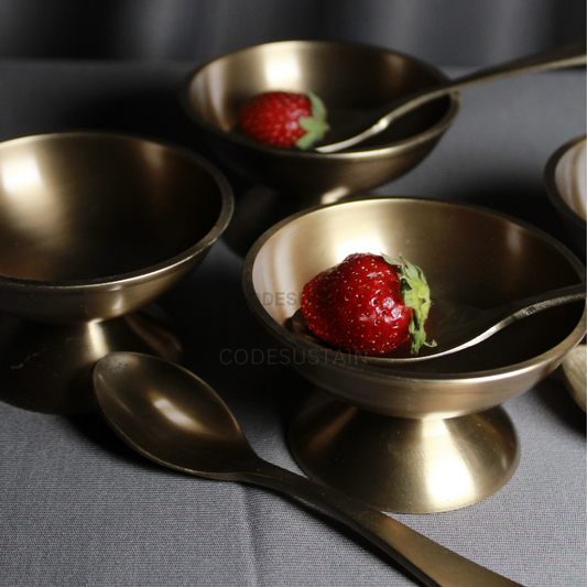 Handcrafted Kansa Dessert Bowls With Spoons (Set Of 2)