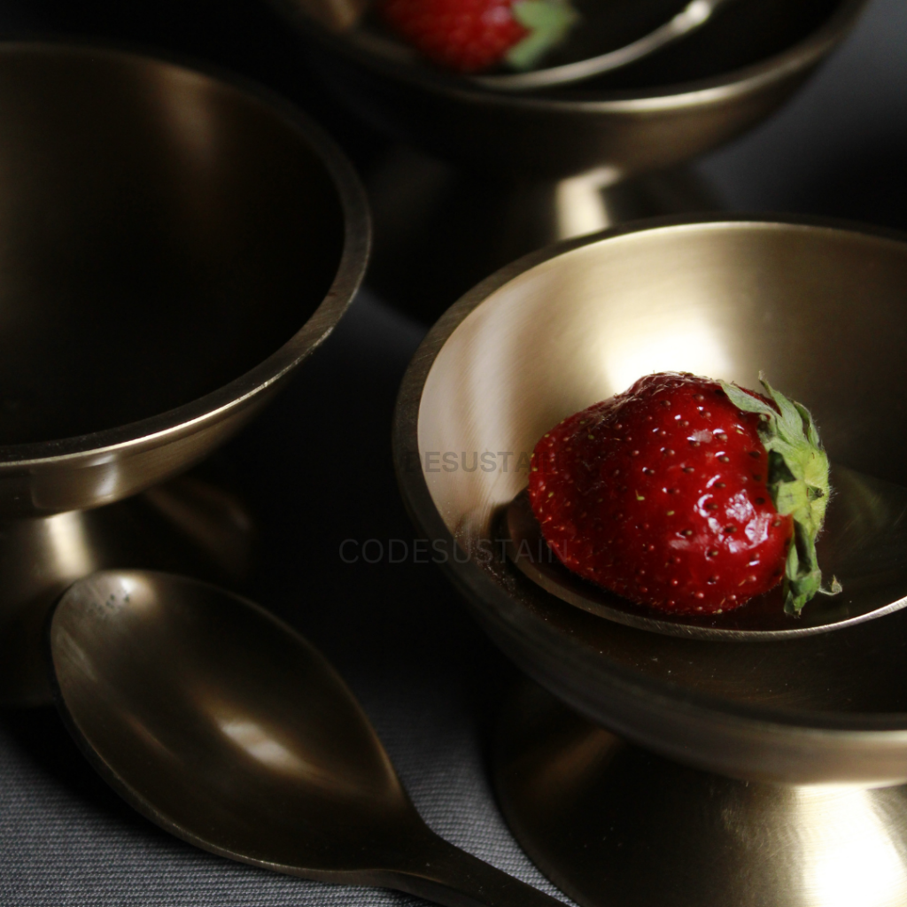 Handcrafted Kansa Dessert Bowls With Spoons (Set Of 2)