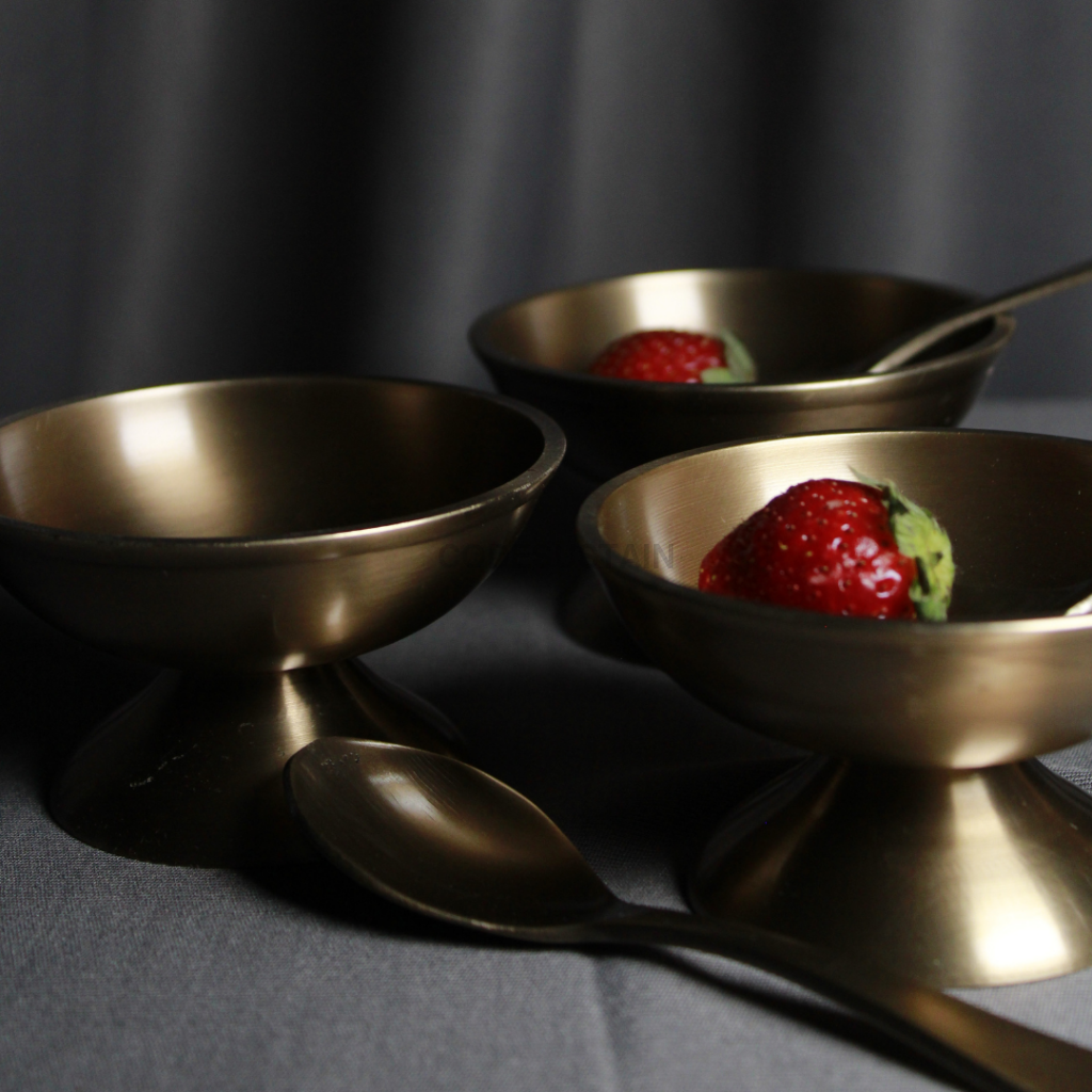 Handcrafted Kansa Dessert Bowls With Spoons (Set Of 2)