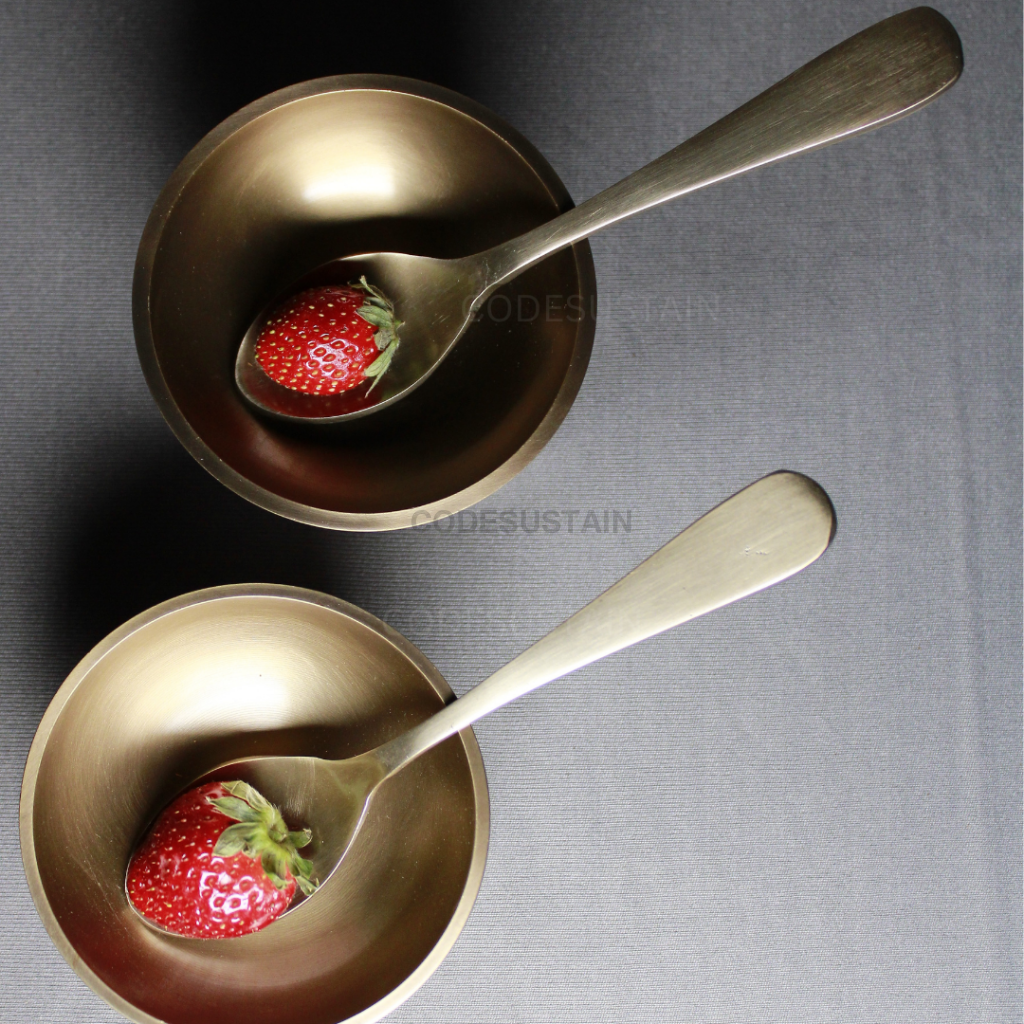 Handcrafted Kansa Dessert Bowls With Spoons (Set Of 2)