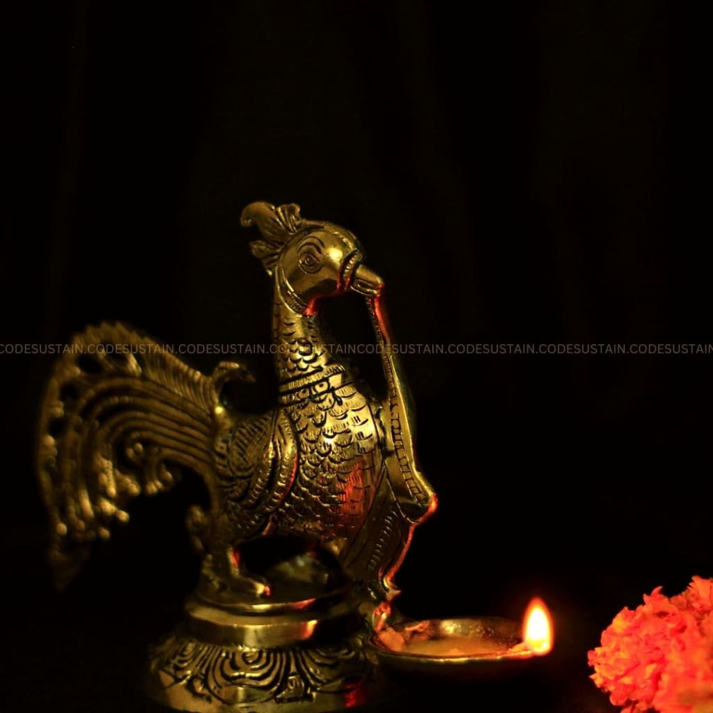 Antique Brass Bird Lamp Home Decor