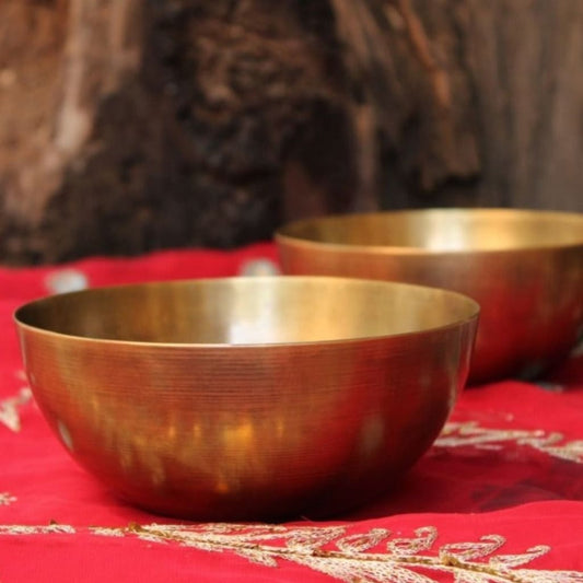 Sudha Antique Brass Salad and Soup Bowl | Serving Bowl l Large Curry Bowl - Codesustain