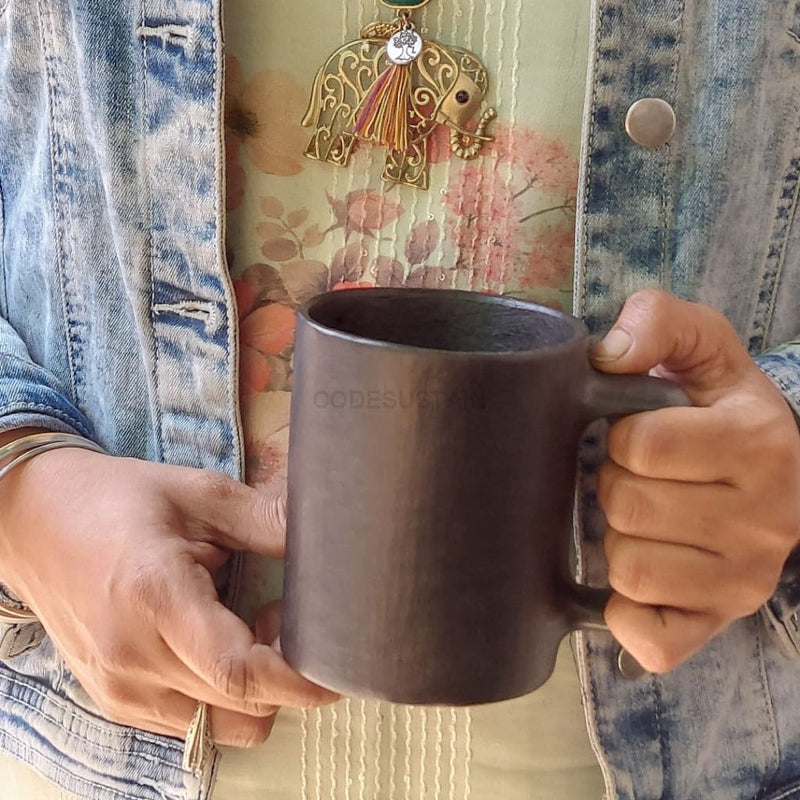 Longpi Big Coffee Mug | Beer Mug | Black Stone Pottery - Codesustain