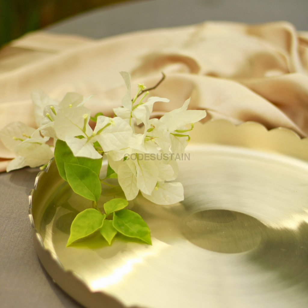 Luxury Floral Kansa Thali | Platter Home Decor