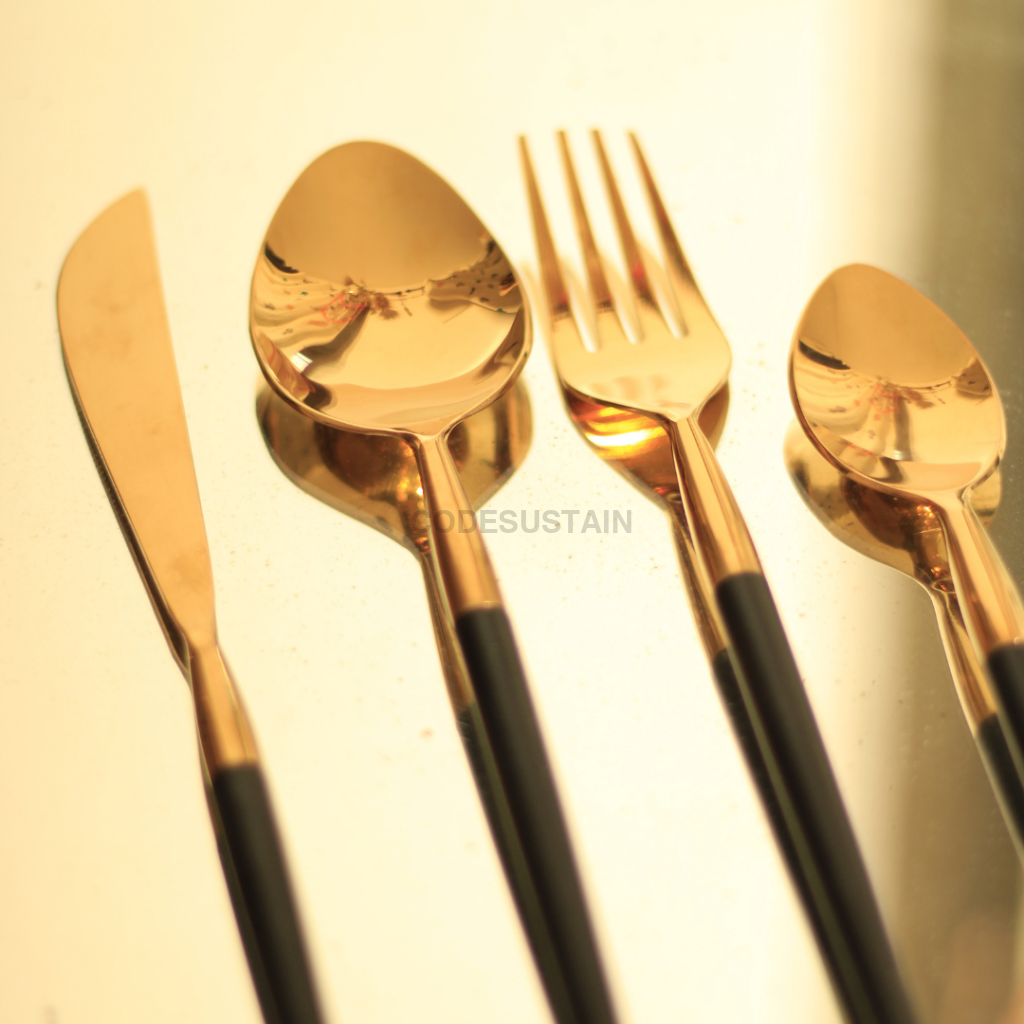 Luxury Black Cutlery Set (4 Pcs)