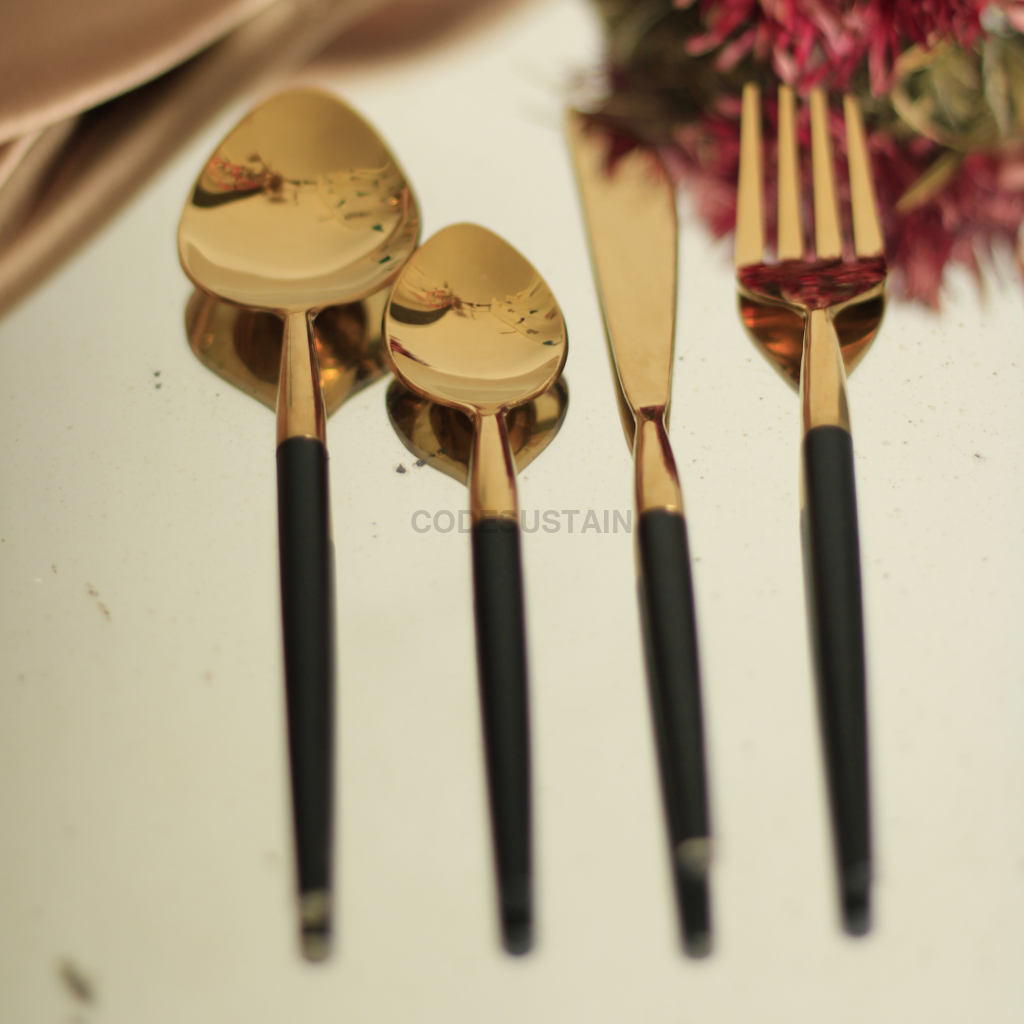 Luxury Black Cutlery Set (4 Pcs)