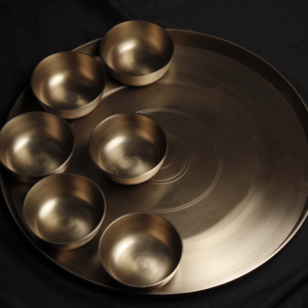 Ayās Luxury Serving Bronze | Kansa Tray | Platter | 15 Inches - Codesustain