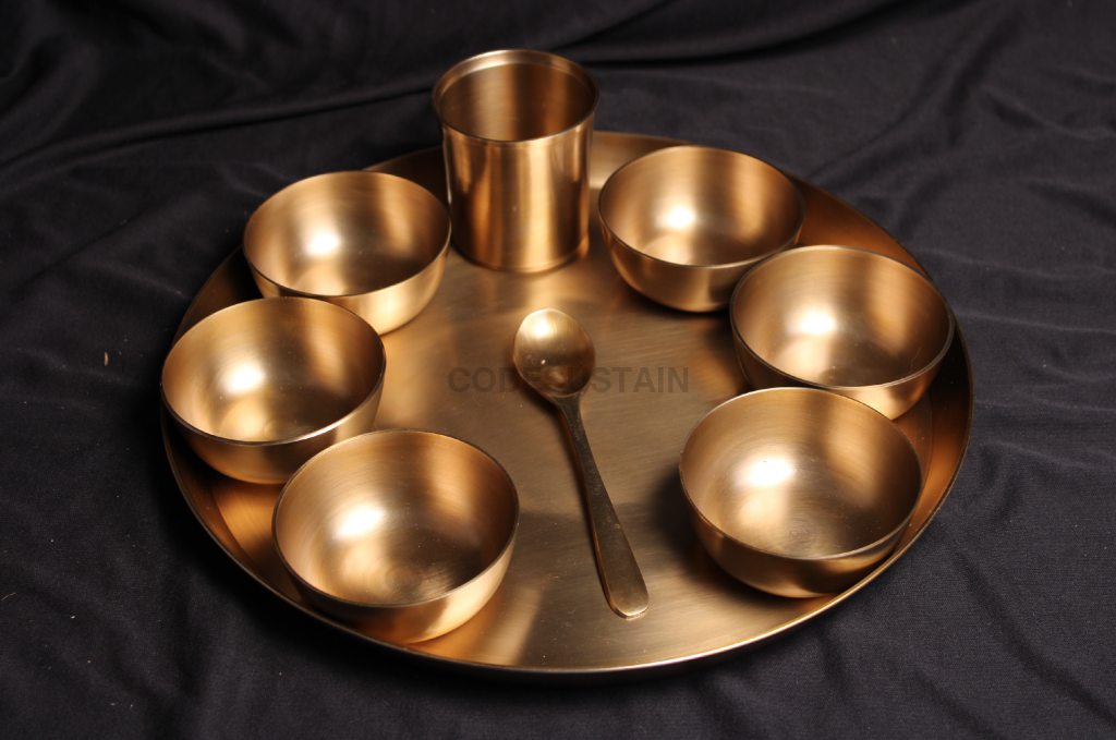 Ayās Maharaja Jumbo Kansa Dinner Set || Large Luxury Kansa Thali Set |  13 Inches - Codesustain