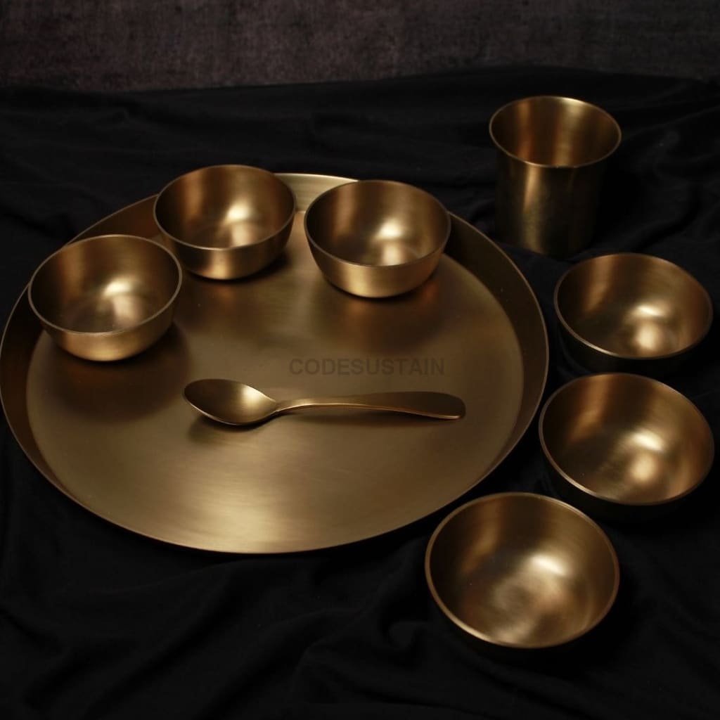 Ayās Maharaja Jumbo Kansa Dinner Set || Large Luxury Kansa Thali Set |  13 Inches - Codesustain