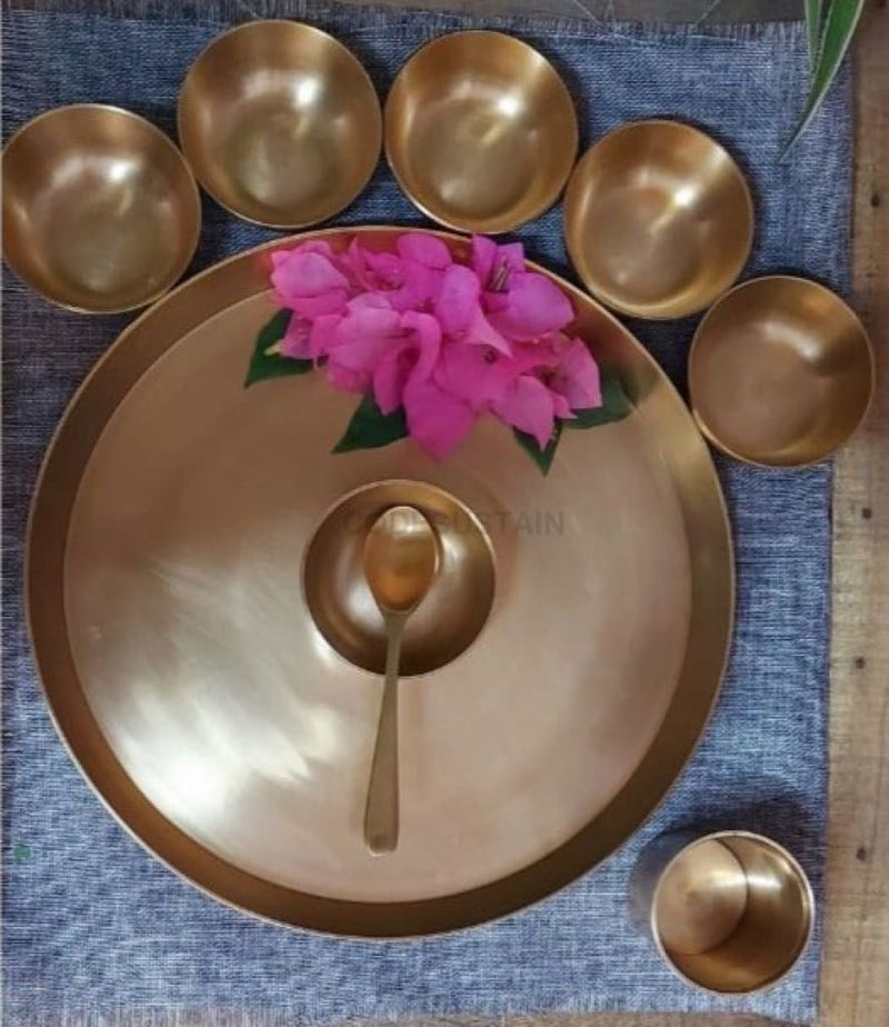 Ayās Maharaja Jumbo Kansa Dinner Set || Large Luxury Kansa Thali Set |  13 Inches - Codesustain