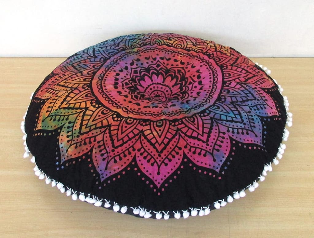 Mandu Large Base Mediation Cushion Cover | Meditation Pouffe | Zafu Cover - Codesustain