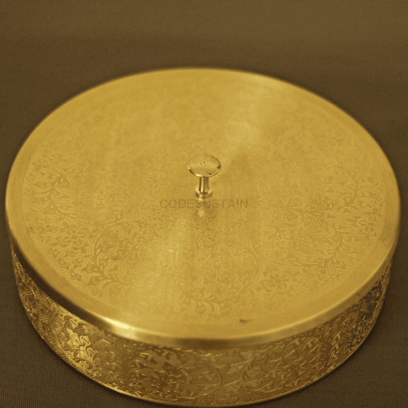 Pure Brass Large Masala Box | Spice 8 Inches