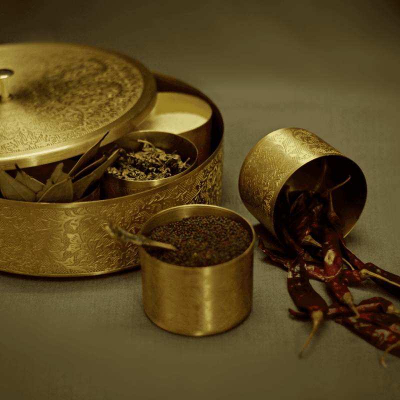 Pure Brass Large Masala Box | Spice 8 Inches