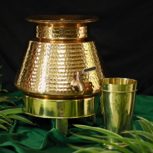 Pure Copper Water Dispenser Set | Large Copper Pot with Lid & Stand Drinkware